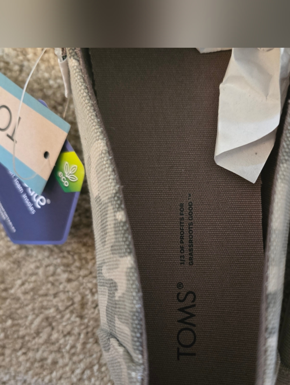 TOMS Women's Camouflage Slip-On Flats - Gray & Cream - Picture 8 of 10